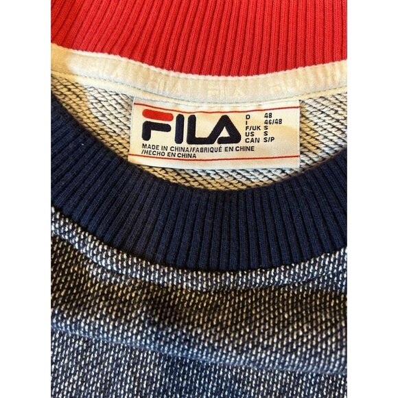 Fila Cooper Logo Graphic Pullover Crewneck Sweatshirt Men's Small Red White Blue - Picture 6 of 6